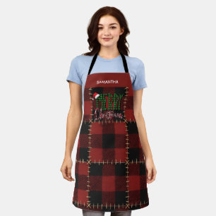 Rustic Buffalo Red Buffalo Plaid Customizable Name Apron