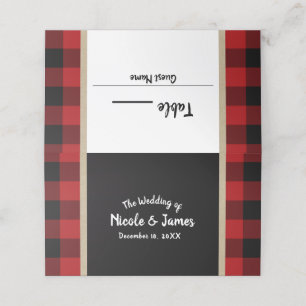Rustic Buffalo Red Plaid Kraft Wedding Table Seat Place Card