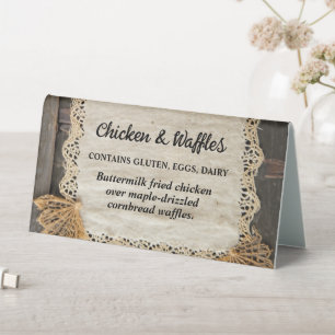 Rustic Buffet Food Label Allergy Wedding Caterers Table Tent