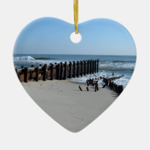 Rustic Bulkhead on Beach Ceramic Ornament