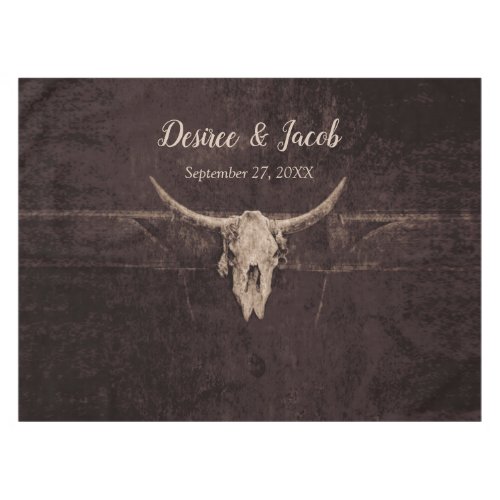Rustic Bull Skull Country Western Texture Wedding Tablecloth
