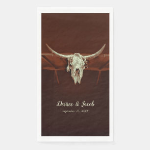 Rustic Bull Skull Wedding Brown Country Western Paper Guest Towels