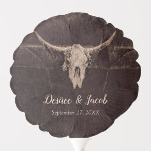 Rustic Bull Skull Wedding Country Western Texture Balloon