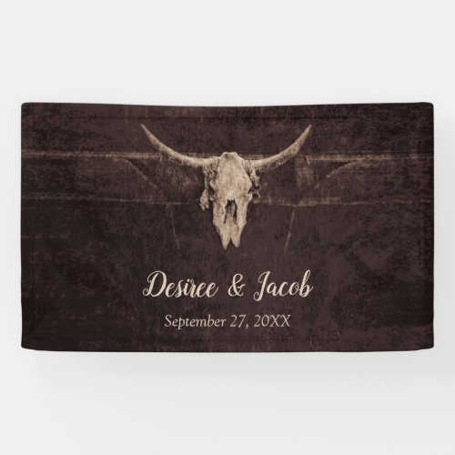 Rustic Bull Skull Wedding Country Western Texture Banner