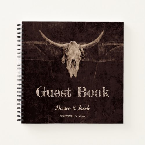 Rustic Bull Skull Wedding Country Western Texture Notebook