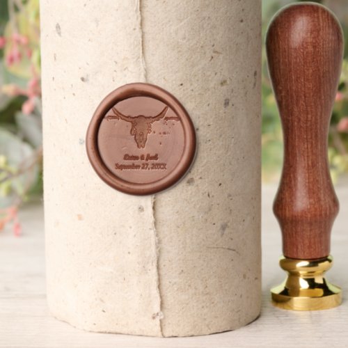 Rustic Bull Skull Wedding Country Western Texture Wax Seal Stamp
