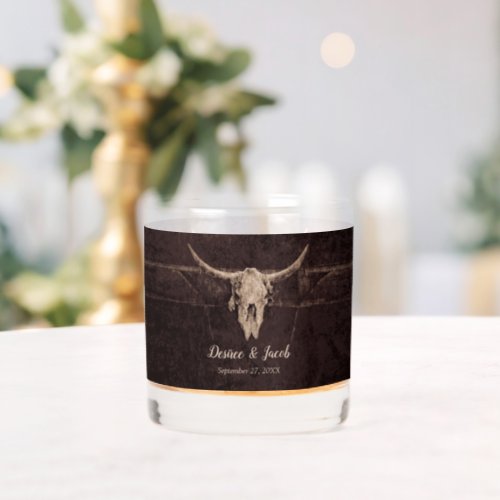 Rustic Bull Skull Wedding Country Western Texture Whiskey Glass