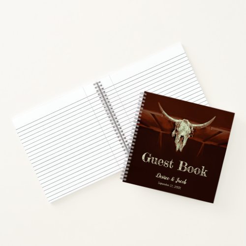 Rustic Bull Skull Wedding Western Brown Country Notebook