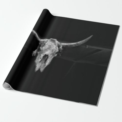 Rustic Bull Skull Western Black And White Country Wrapping Paper