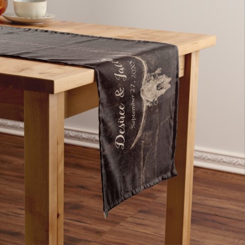 Rustic Bull Skull Western Country Texture Wedding Short Table Runner