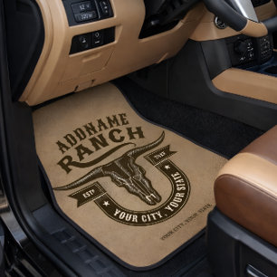 Rustic Bull Steer Skull Western Ranch - Cowboy Car Floor Mat