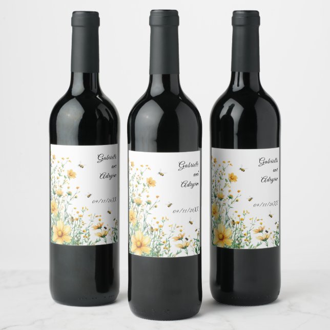 Rustic Bumble Bee Address Wine Label (Bottles)