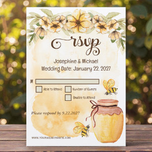 Rustic Bumble Bee Rustic Wedding RSVP Invitation