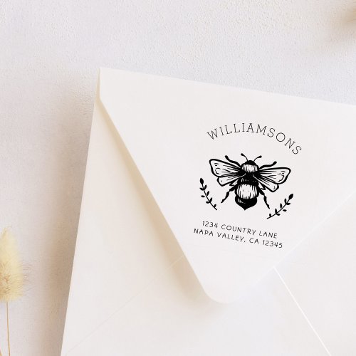 Rustic Bumblebee  Family Name Return Address Self_inking Stamp