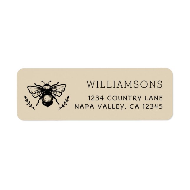 Rustic Bumblebee Return Address Label (Front)