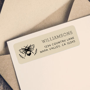 Rustic Bumblebee Return Address Label