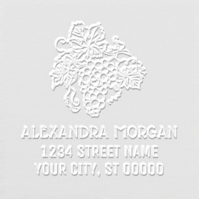 Rustic Bunch of Grapes Name Return Address Embosser (Design)