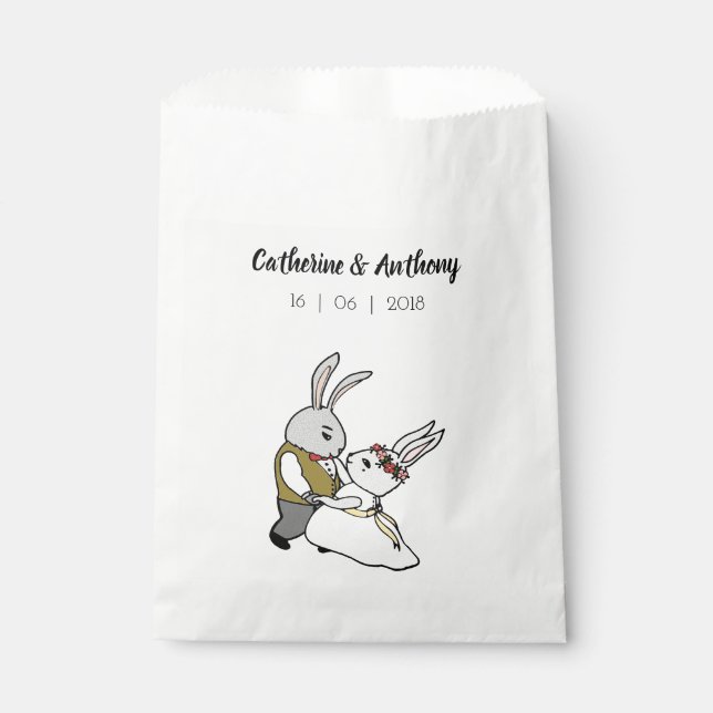 Rustic Bunnies in Love Forest Wedding Favor Bag (Front)