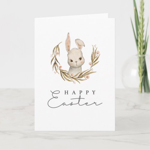 Rustic Bunny Happy Easter Card