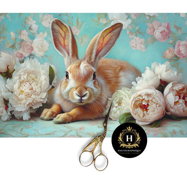 Rustic Bunny & Peony Floral Decoupage  Tissue Paper (Creator Uploaded)