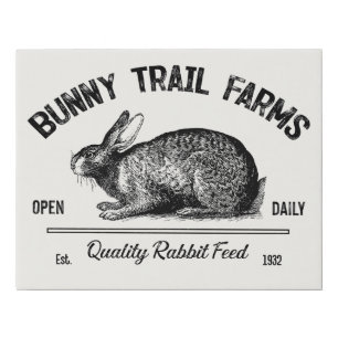 Rustic Bunny Trail Farms Vintage Rabbit Faux Canvas Print