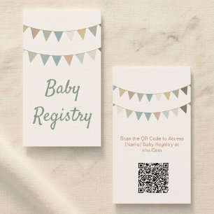 Rustic bunting baby shower QR Code Registry Card