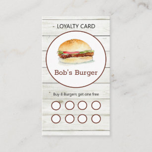 Rustic Burger restaurant Loyalty  business card