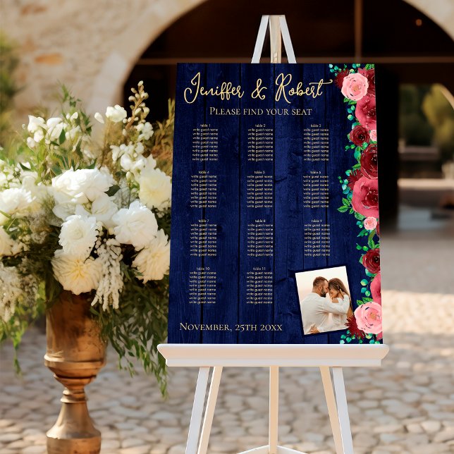 Rustic Burgundy 11 Table Wedding Seating Chart Foa Foam Board (Creator Uploaded)