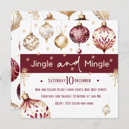 Rustic Burgundy and Ivory Jingle and Mingle Holiday Card