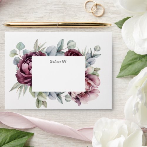 Rustic Burgundy and Plum Fall Floral Envelope