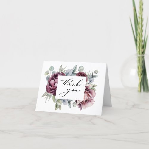 Rustic Burgundy and Plum Floral Thank You