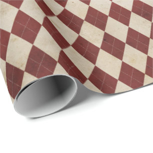 Rustic Burgundy Argyle Pattern Wrapping Paper