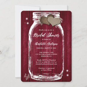 Rustic Burgundy Baby's Breath Floral Bridal Shower Invitation