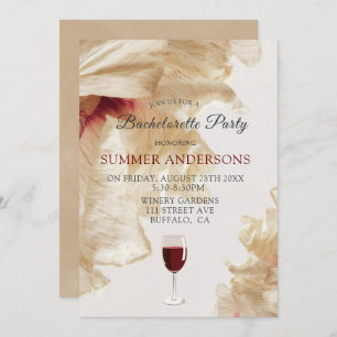 Rustic Burgundy Beige Anemone Bachelorette Party Invitation