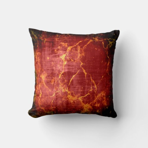 Rustic Burgundy Black and Gold Marble Throw Pillow