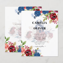 Rustic Burgundy Blue Floral Wedding