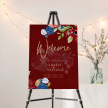 Rustic Burgundy Blue Floral Wedding