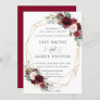 Rustic Burgundy Blush Floral Wedding Geometric Invitation