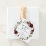 Rustic Burgundy Blush Floral Wedding Thank You Favor Tags<br><div class="desc">Designed to co-ordinate with our Rustic Blush wedding collection, this elegant thank you tag features a beautiful watercolor burgundy and blush pink floral wreath. Personalize it with your thank you message and details, simply press the customise it button to further re-arrange and format the style and placement of the text....</div>