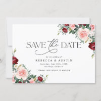 Rustic Burgundy Blush Wedding Save the Date