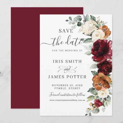 Rustic Burgundy Burnt Orange Ivory Floral Wedding 