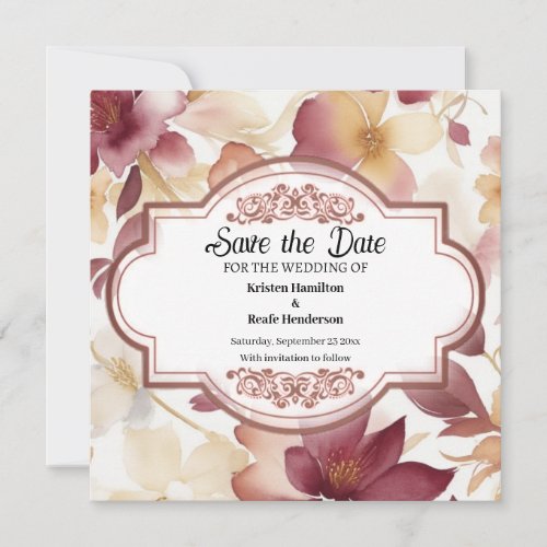 Rustic Burgundy Calligraphy Save The Date