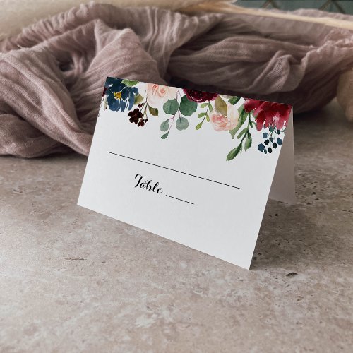 Rustic Burgundy Calligraphy Wedding Place Card