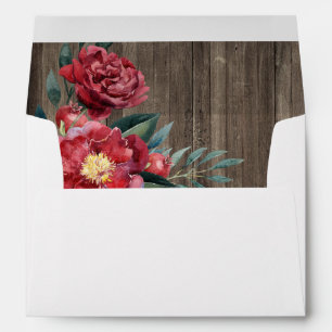 Rustic Burgundy Floral Barn Wood Envelope