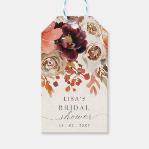 Rustic Burgundy Floral Fall Bridal Shower Gift Tags