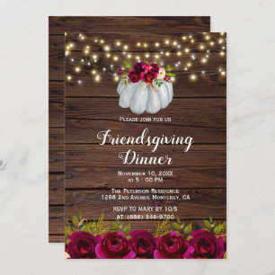 Rustic Burgundy Floral Friendsgiving Invitations