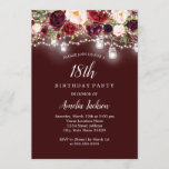 Rustic Burgundy Floral Lights 18th Birthday Invitation<br><div class="desc">More Pretty Birthday Invitations in the Little Bayleigh Store!</div>