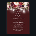 Rustic Burgundy Floral Lights 21st Birthday Invitation<br><div class="desc">More Pretty Birthday Invitations in the Little Bayleigh Store!</div>