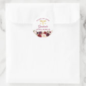 Rustic Burgundy Floral Nursing Graduate Graduation Classic Round Sticker (Bag)