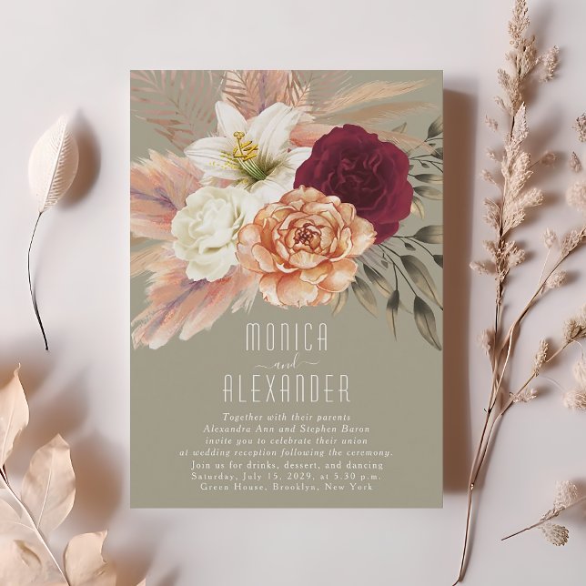 Rustic Burgundy Floral Reception Invite (Creator Uploaded)